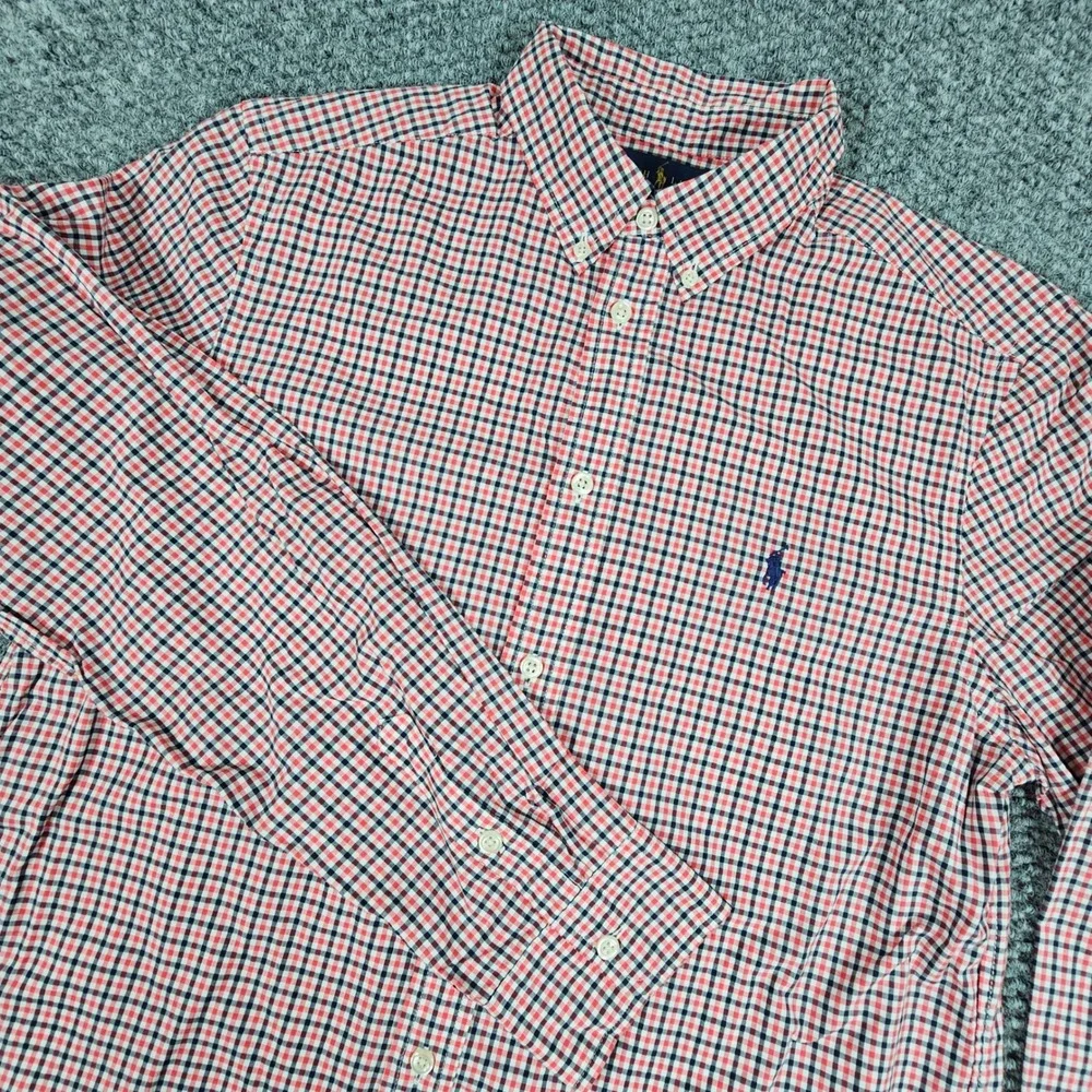 Ralph Lauren Boys XL 18-20 Red Black‎ Plaid Long Sleeve Button Down Shirt